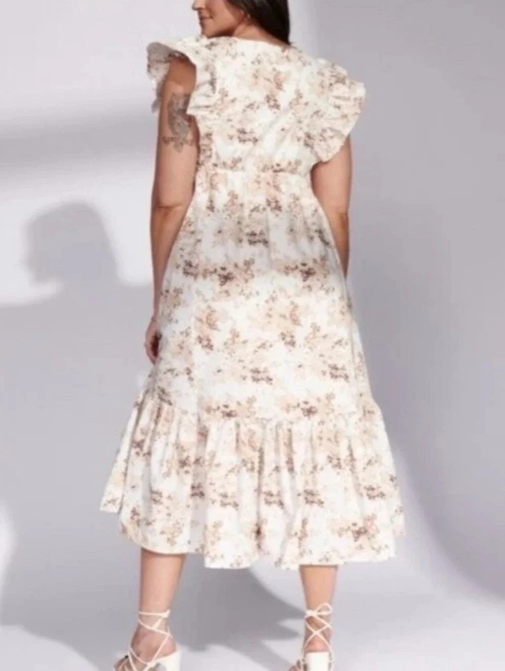 Abercrombie And Fitch Women's White Floral Flutter Tiered Maxi Dress Sz XL